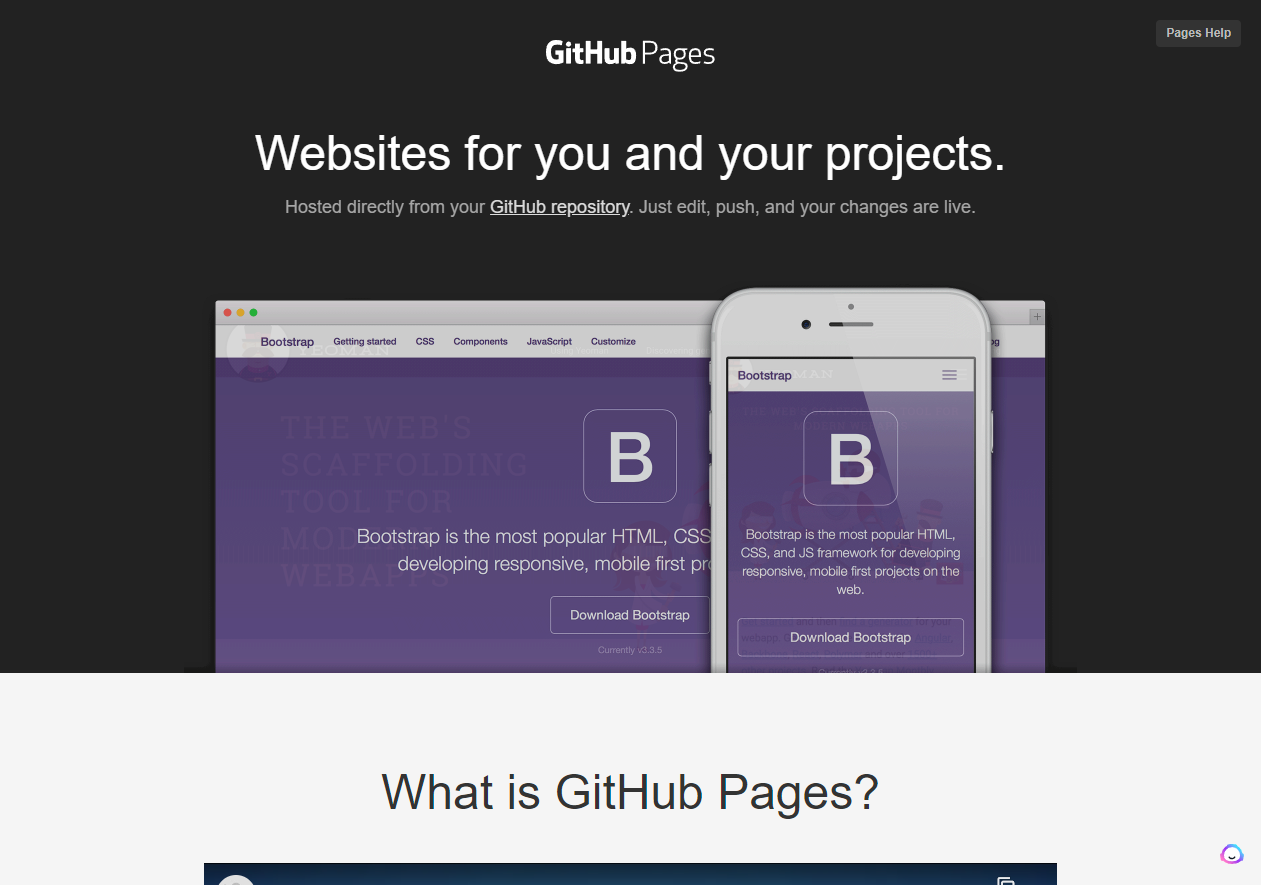 GitHub Pages homepage