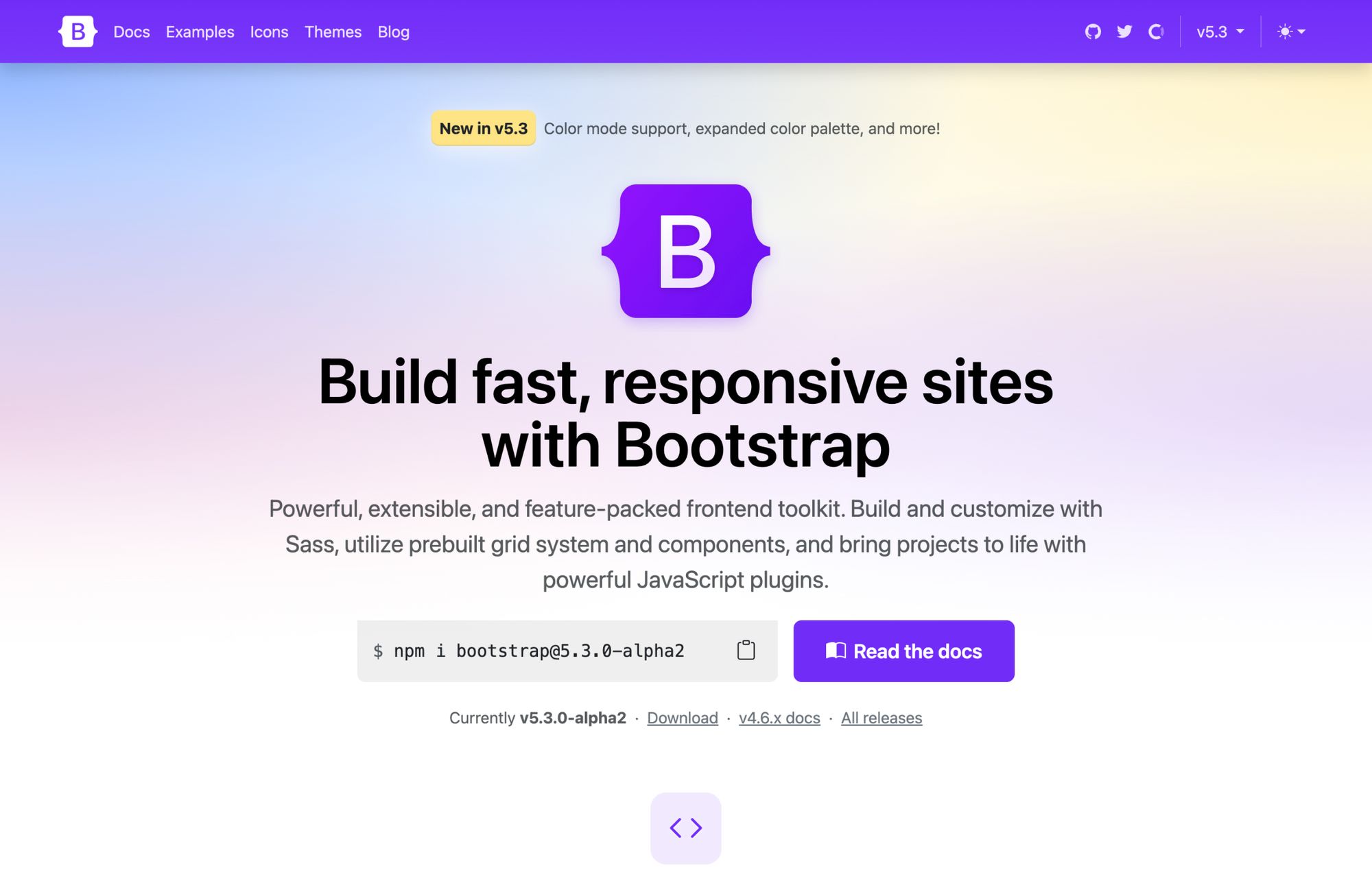 Bootstrap CSS framework homepage